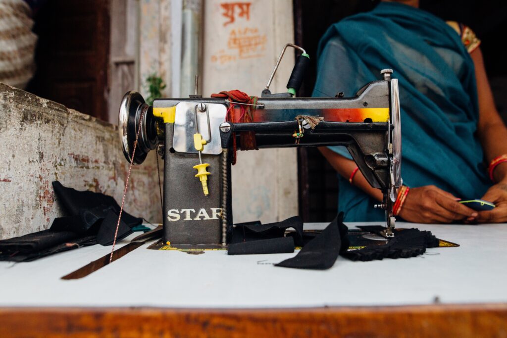 A vintage manual sewing machine at Design Loft Sewing School